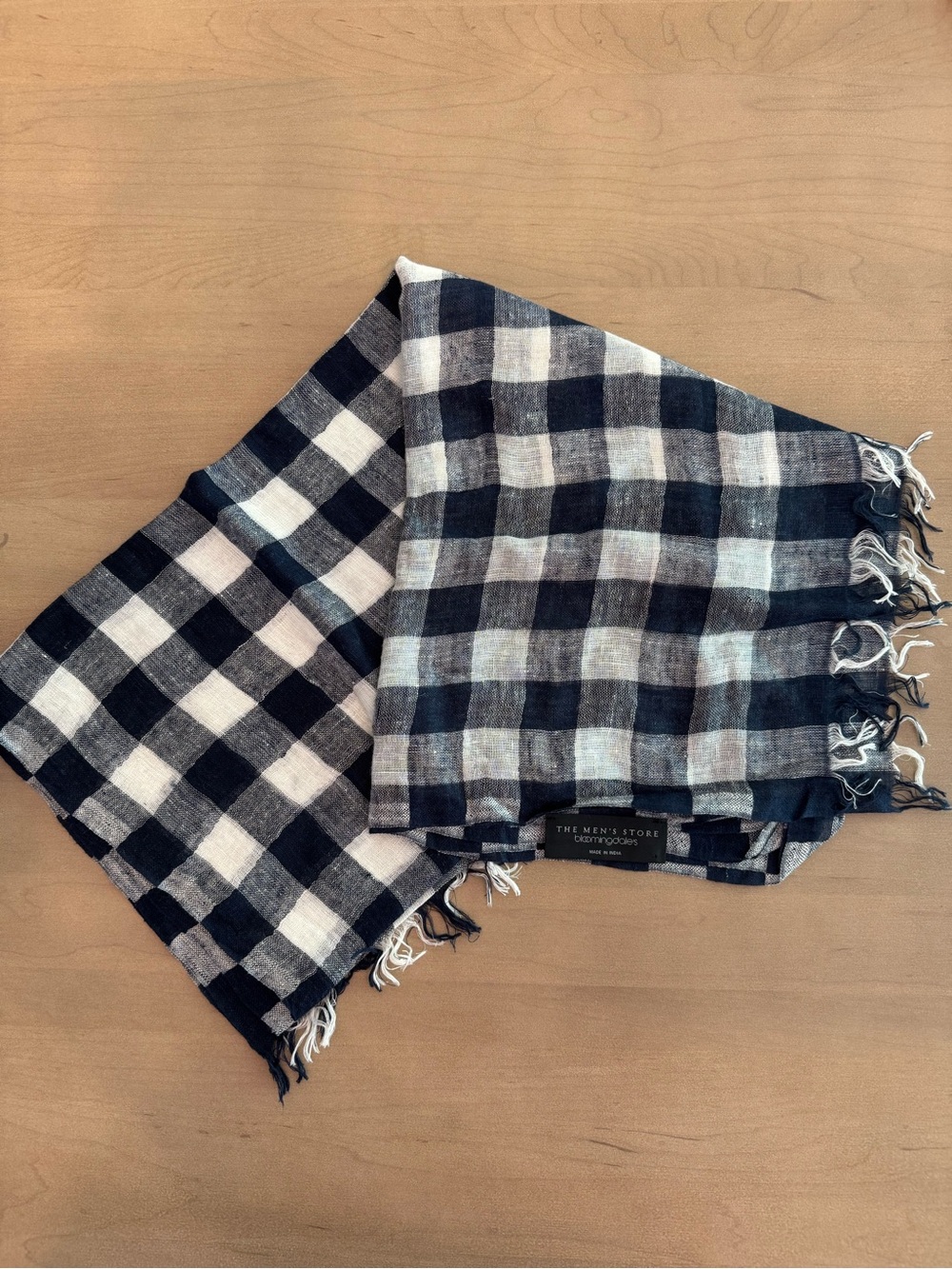 The Men's Store Buffalo Check Scarf - Navy & White - Bloomingdale’s - Linen